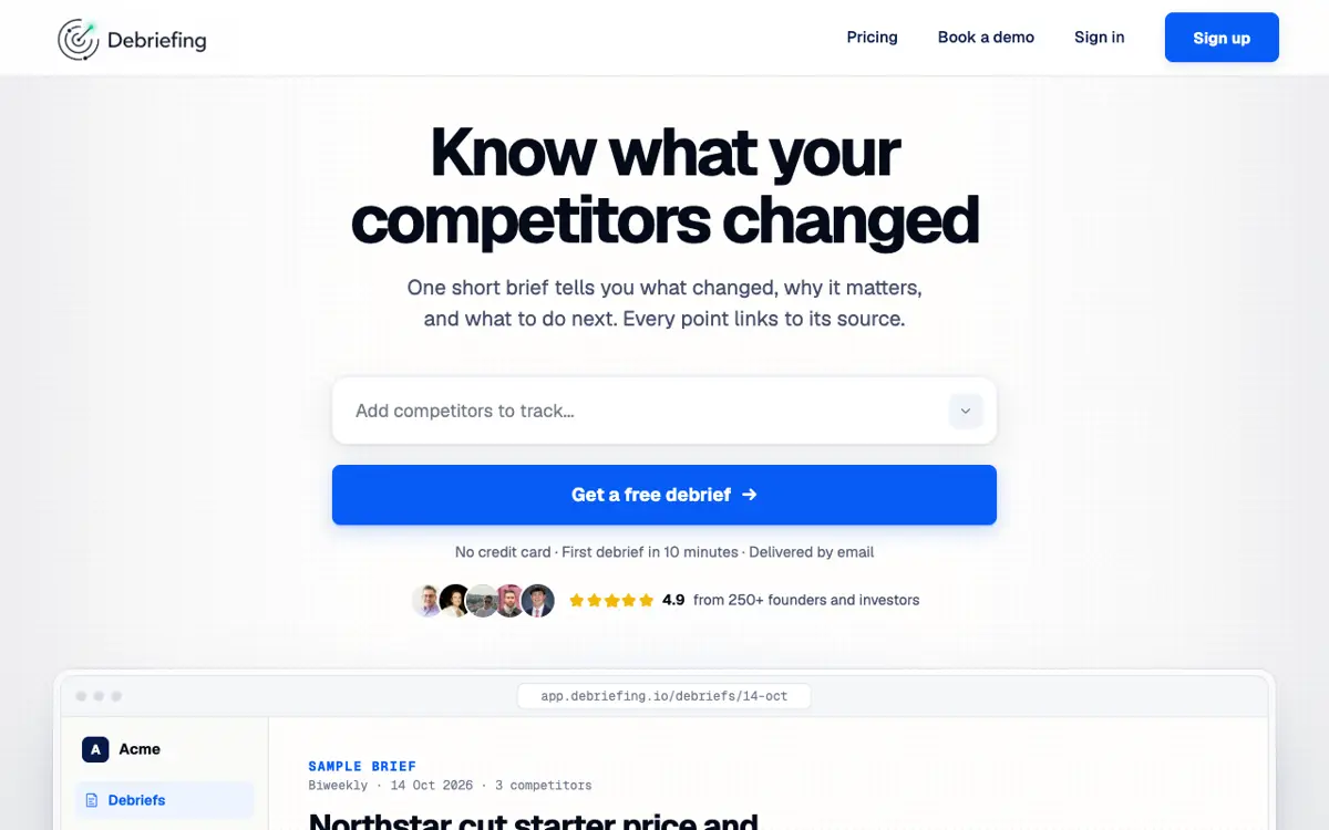 Debriefing homepage